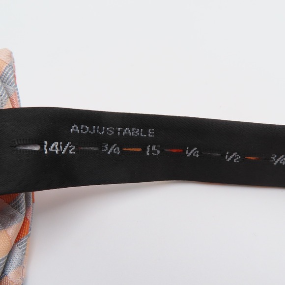 Alfani Bow Tie Polyester Pink Orange Blue Check 2.5" Wide Pre Tied - Picture 5 of 5